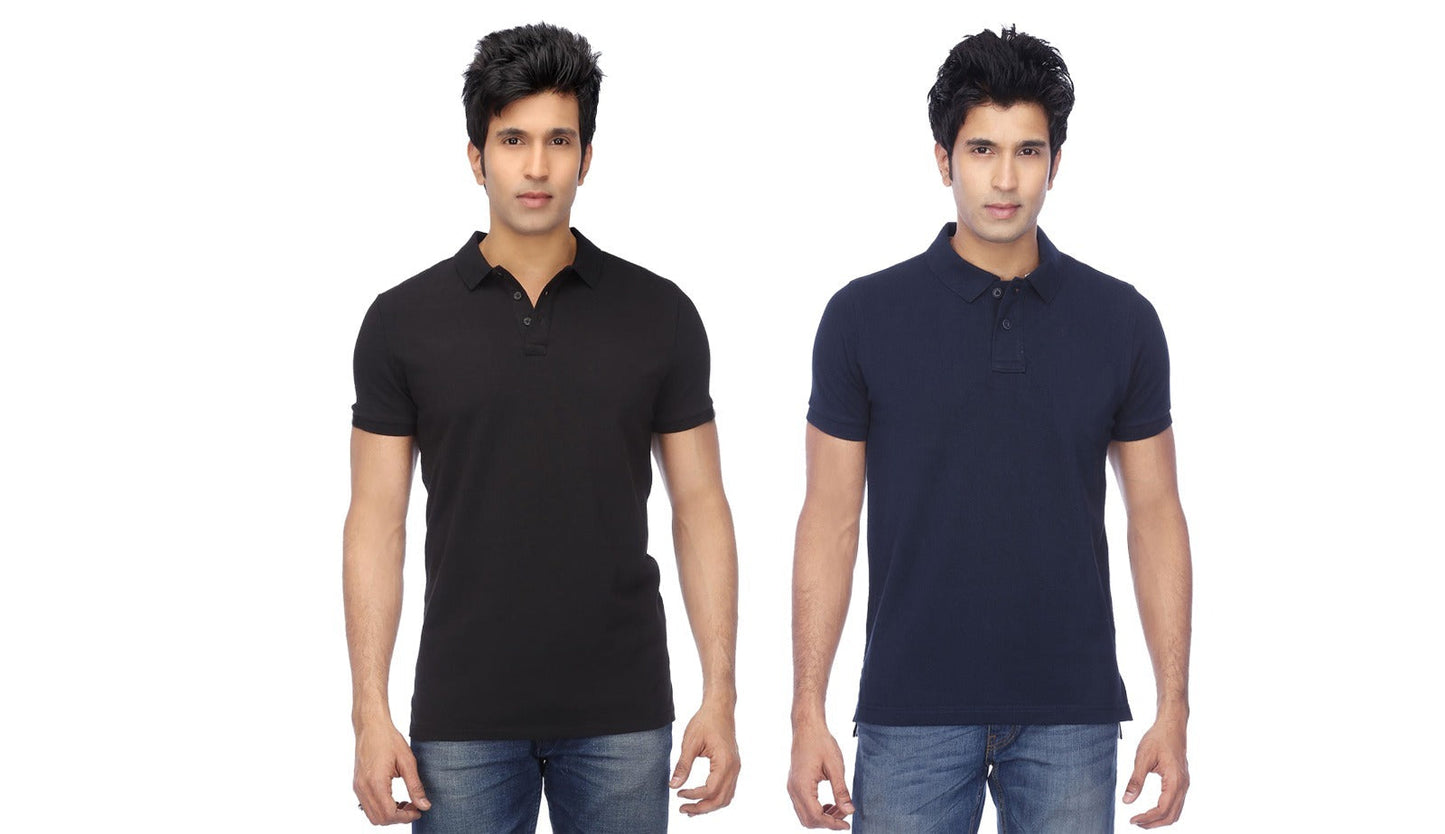POLYESTER POLO T-SHIRT PACK OF 2 (ASSORTED COLORS)